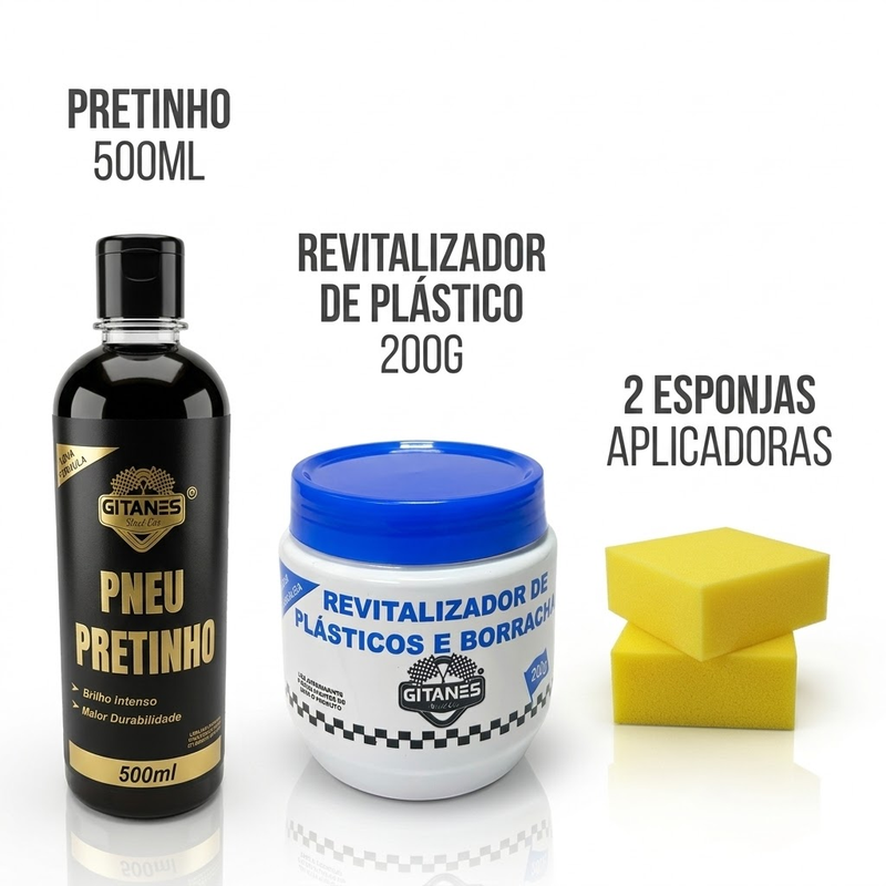 Kit Pretinho e Revitalizador Automotivo Gitanes