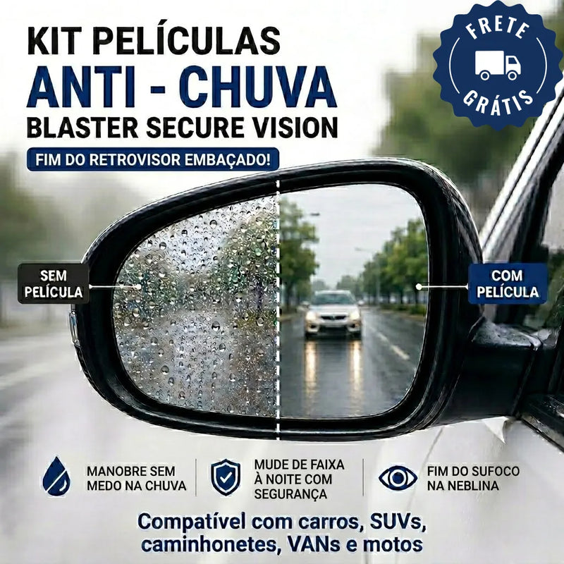 Kit Películas para Retrovisor Blaster Secure Vision - Visão Limpa, Direção Segura