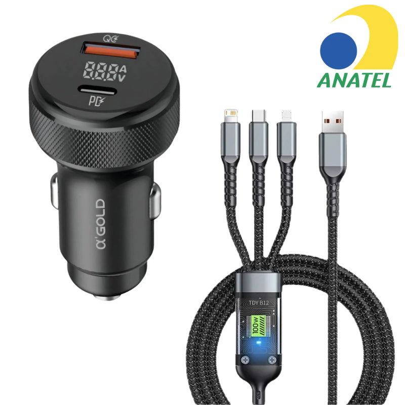 Kit Carregador Veicular TurboCharge 60W